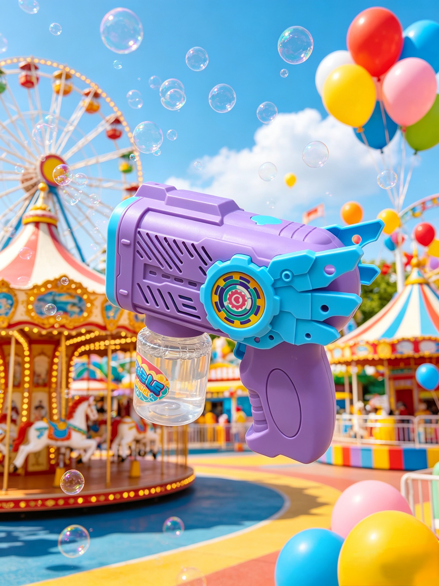 Mecha-style fully automatic bubble gun, children's handheld electric bubble machine, leak-proof design, summer outdoor toy Item Picture