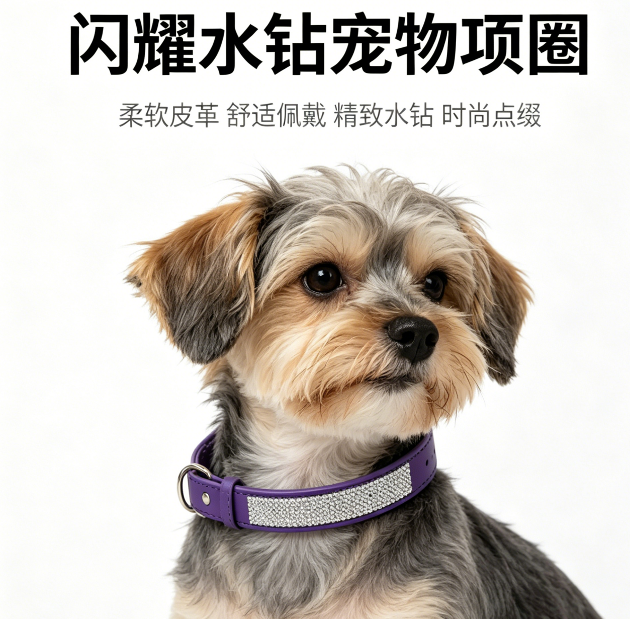 闪耀水钻宠物项圈 小狗专用宠物饰品项链 可调节舒适佩戴宠物项圈宠物饰品宠物项圈饰品