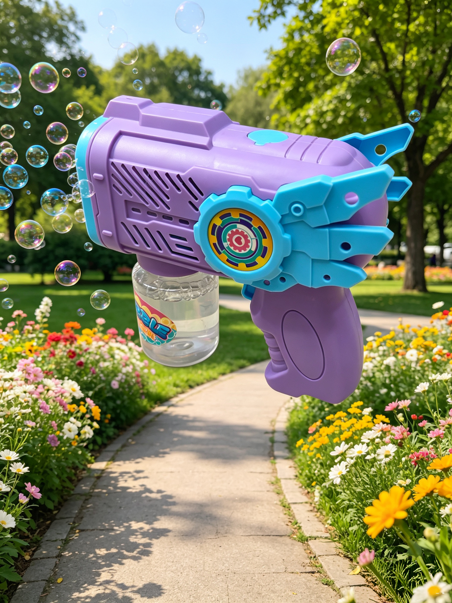Mecha-style fully automatic bubble gun, children's handheld electric bubble machine, leak-proof design, summer outdoor toy detail image 3