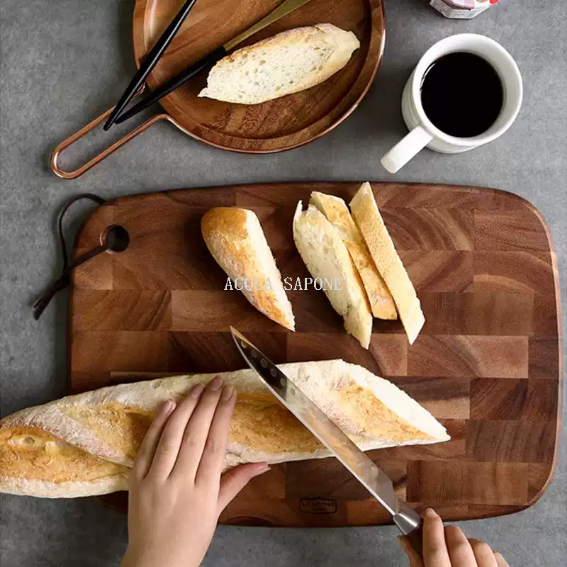Free shipping! lcliving Thai acignon wood cutting board, unpainted and waxed household solid wood checkerboard for kitchen use details Picture