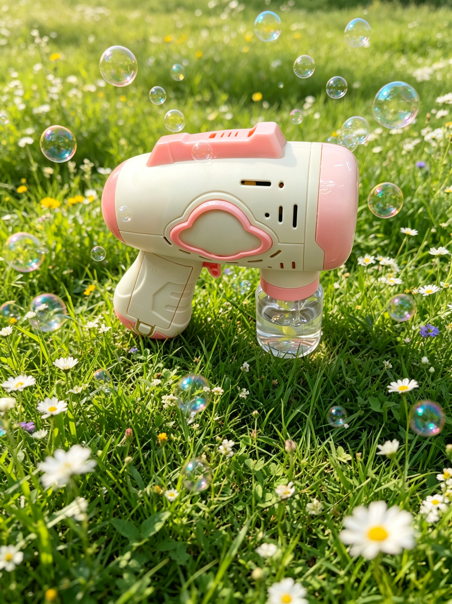 Milk white Cloud fully automatic bubble gun, children's handheld electric bubble machine, leak-proof design, outdoor toy detail image 5