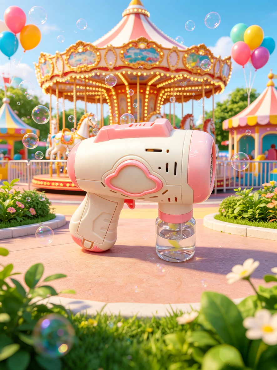 Milk white Cloud fully automatic bubble gun, children's handheld electric bubble machine, leak-proof design, outdoor toy detail image 6