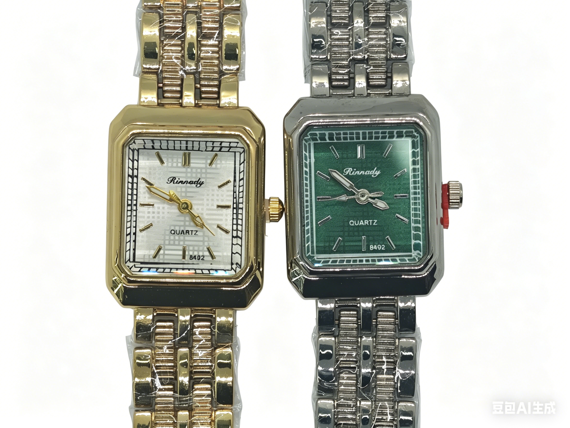 Watch manufacturer's steel band gold and silver square dial quartz watch, fashionable and trendy classic design, couple clothing accessory watch 142027940 details Picture
