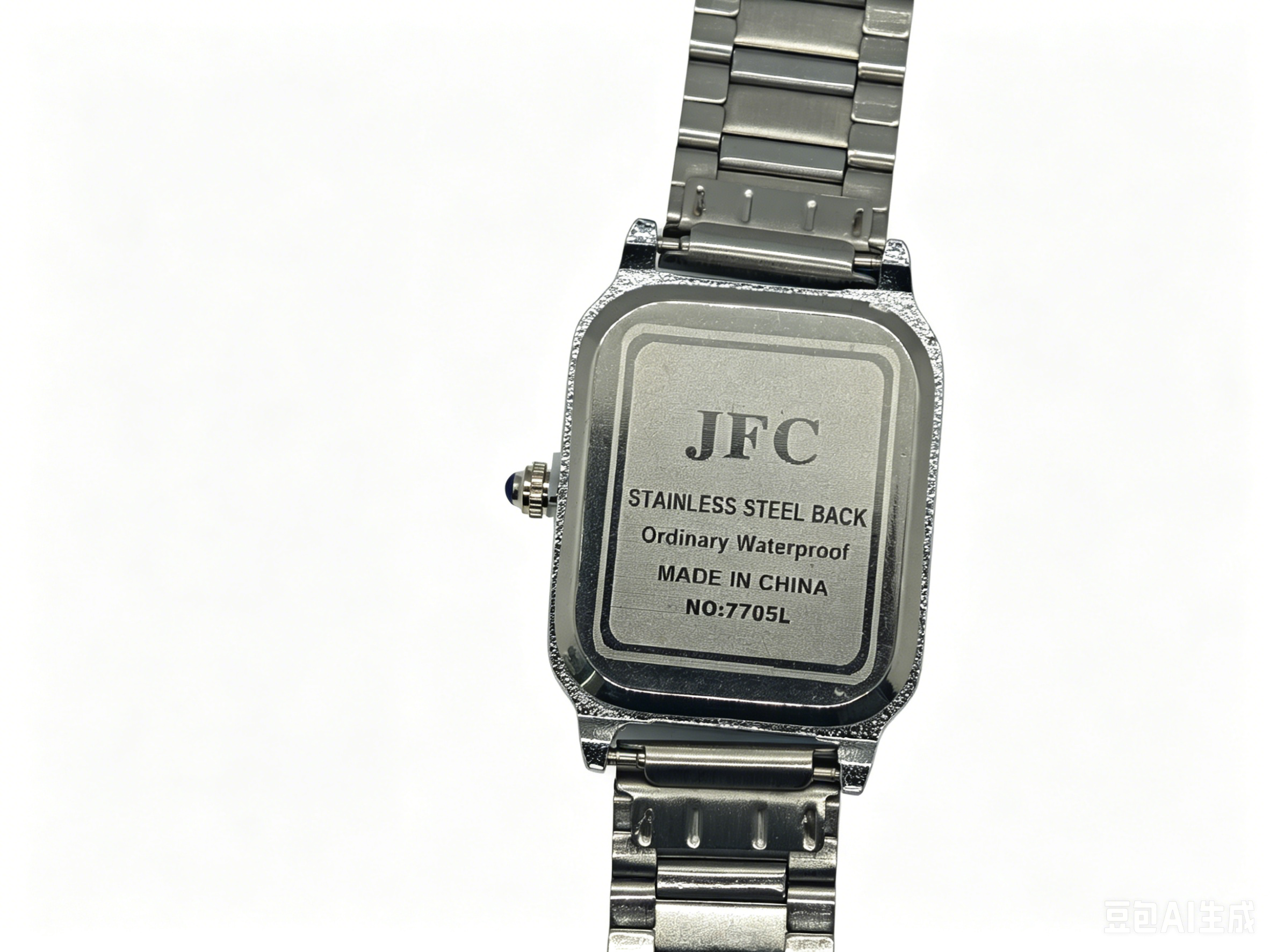 Silver steel band square dial quartz watch from the watch manufacturer, fashionable and trendy classic design, couple clothing accessory watch details Picture