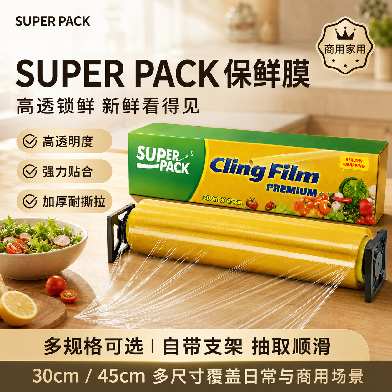 来米国际 “super pack”保鲜膜食品级保鲜膜大卷