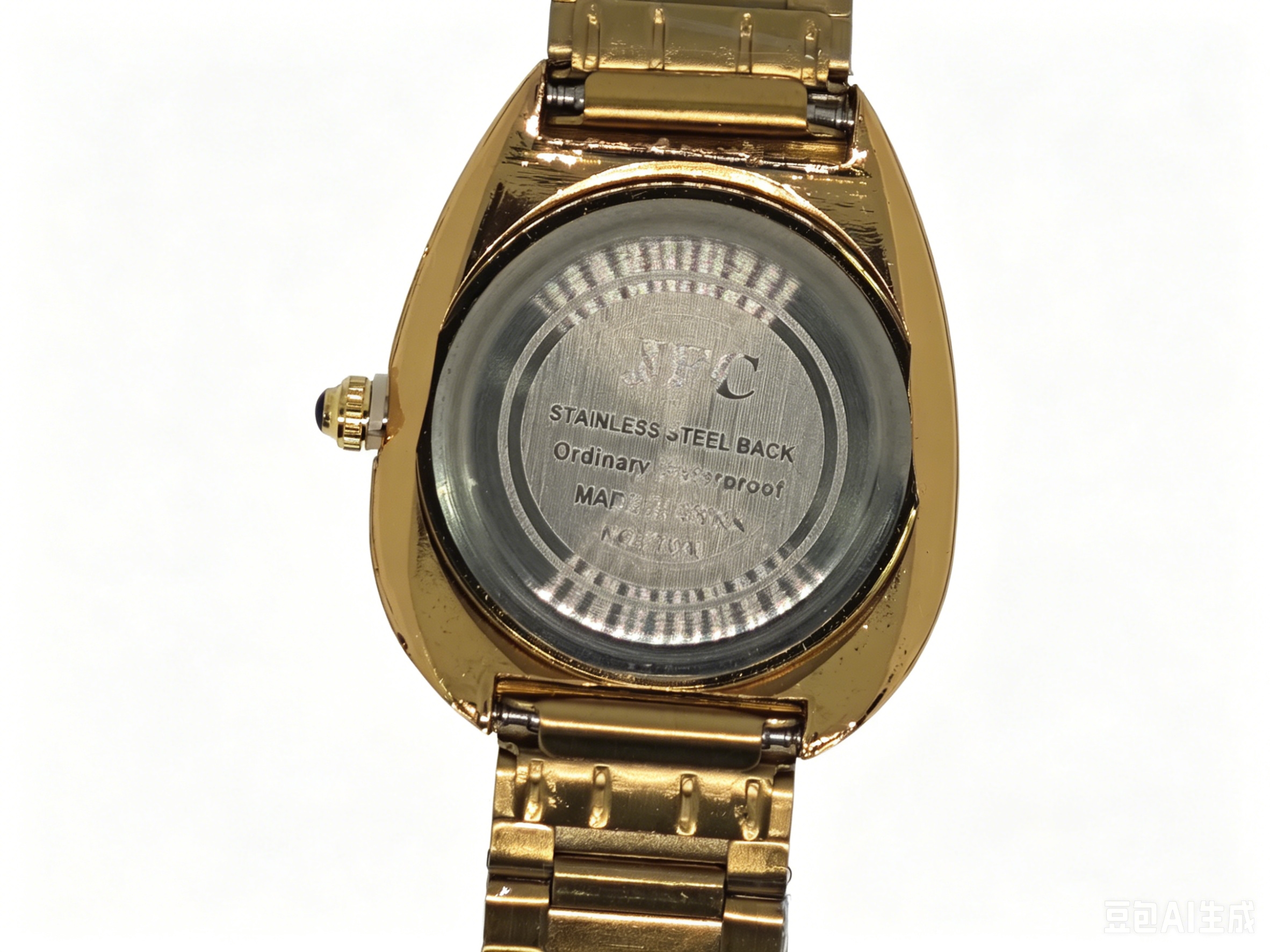 The watch manufacturer's golden steel band, oval-shaped three-color dial quartz watch, fashionable and trendy, classic design, couple clothing accessory watch details Picture