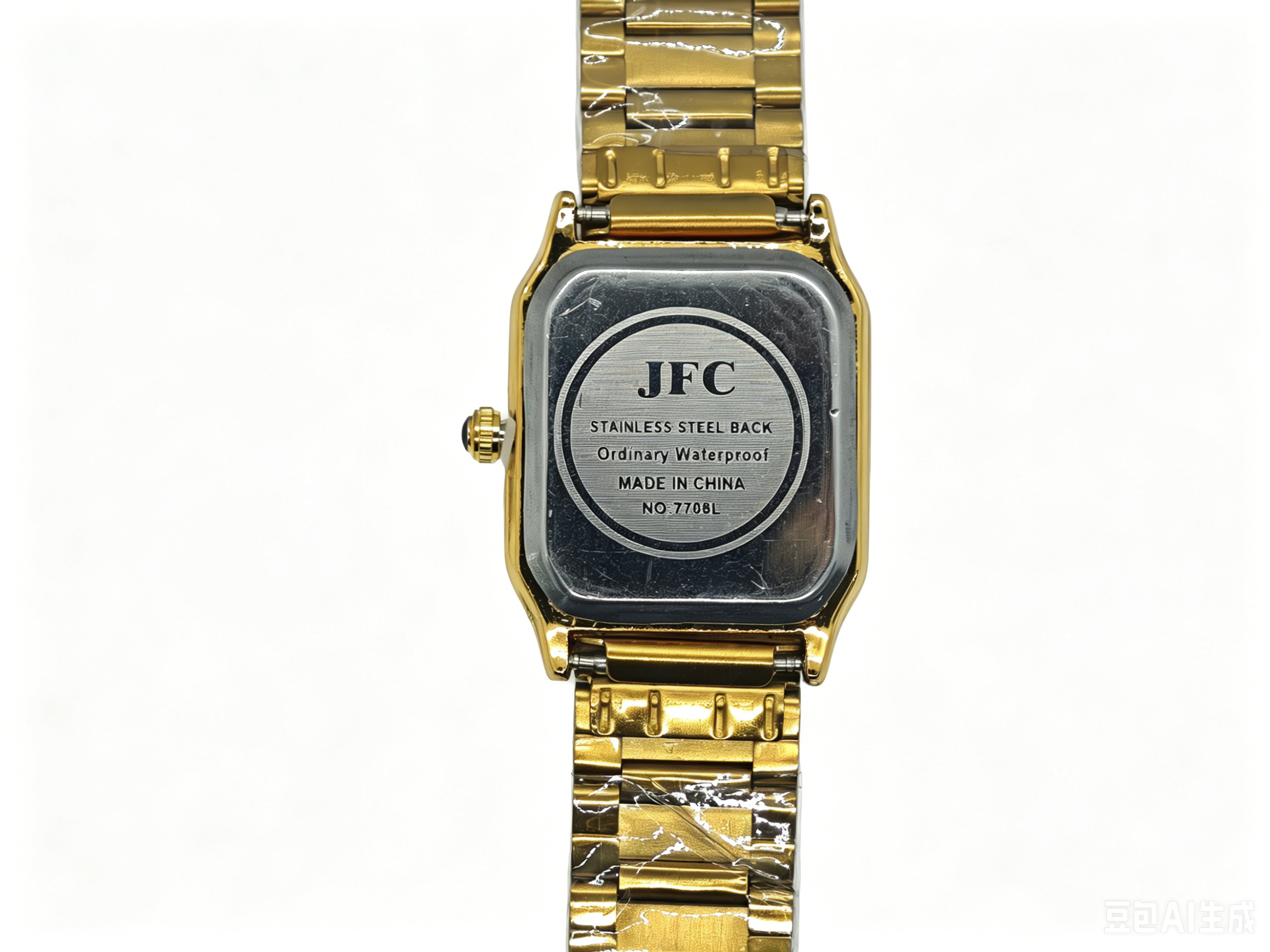 The watch manufacturer's gold, silver and steel band square four-color dial quartz watch is a fashionable, trendy and classic design for couple clothing accessories details Picture