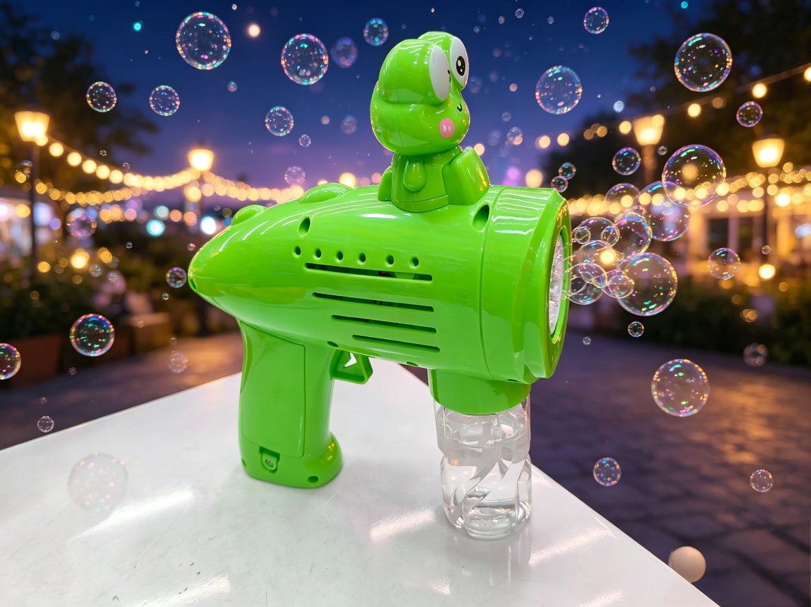 Cartoon frog electric bubble gun, children's fully automatic bubble blowing machine, summer outdoor internet-famous toy Specification image