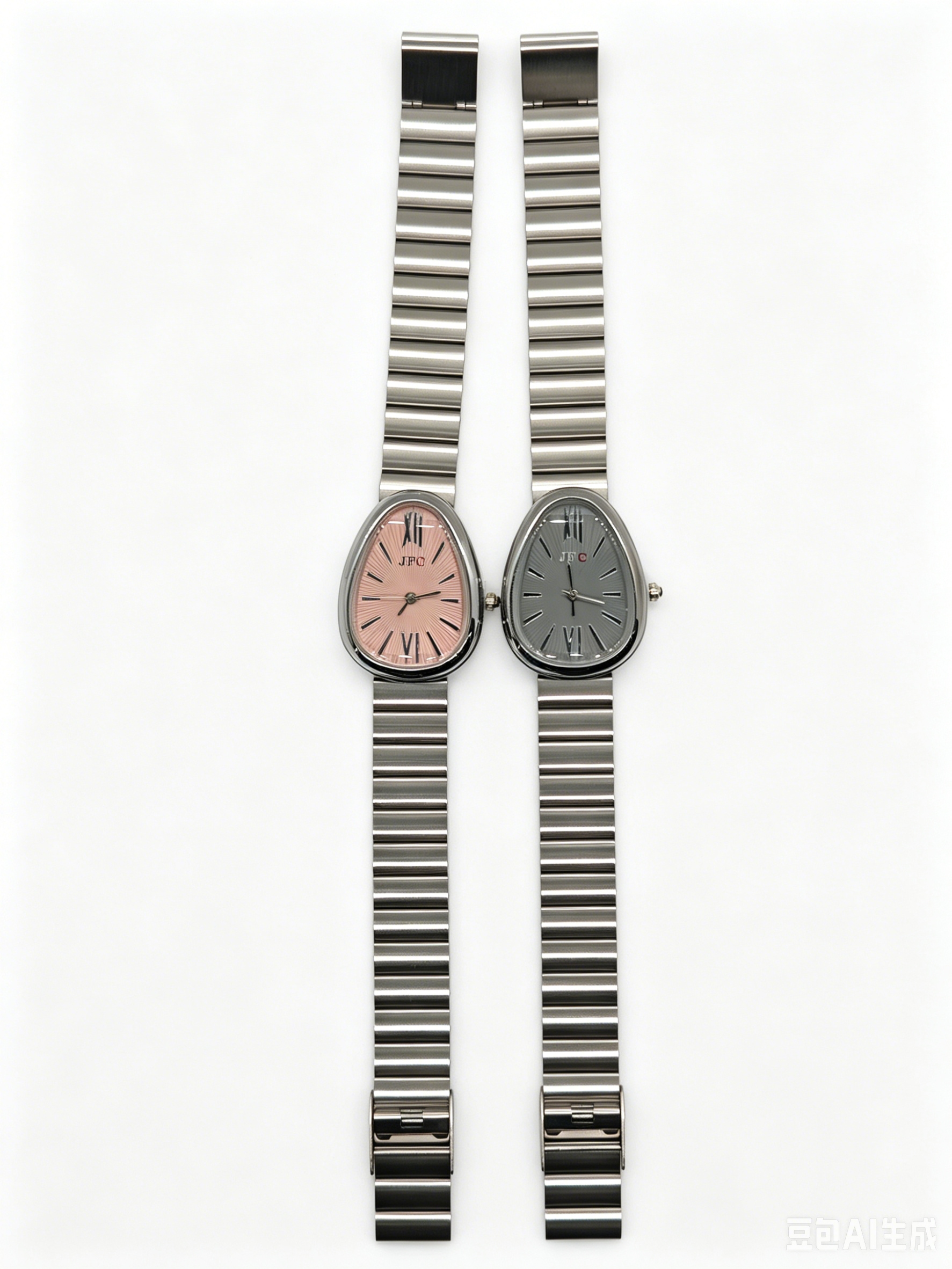 Silver steel band oval two-tone dial quartz watch from the watch manufacturer, fashionable and trendy classic design, couple clothing accessory watch