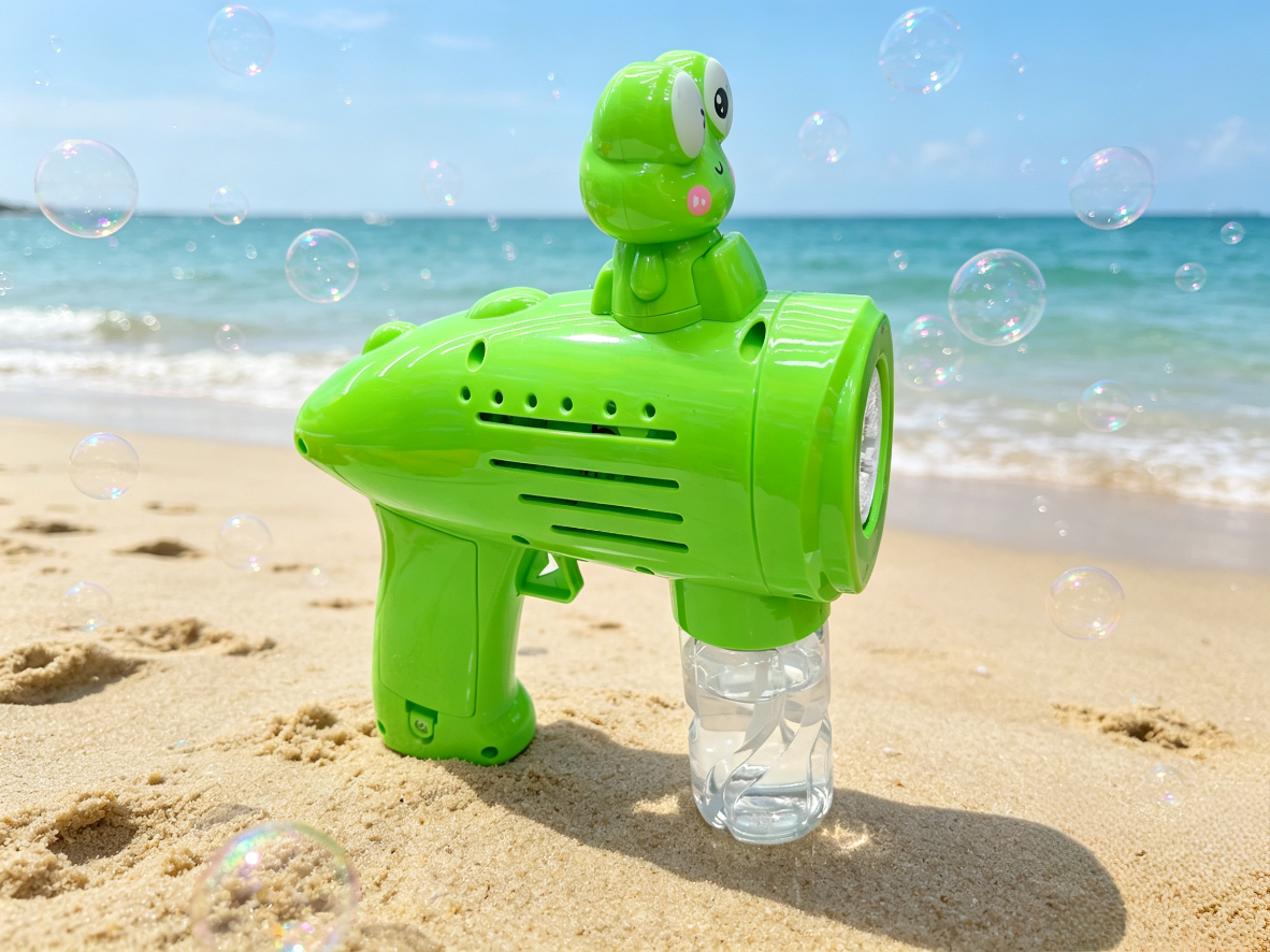 Cartoon frog electric bubble gun, children's fully automatic bubble blowing machine, summer outdoor internet-famous toy detail image 3
