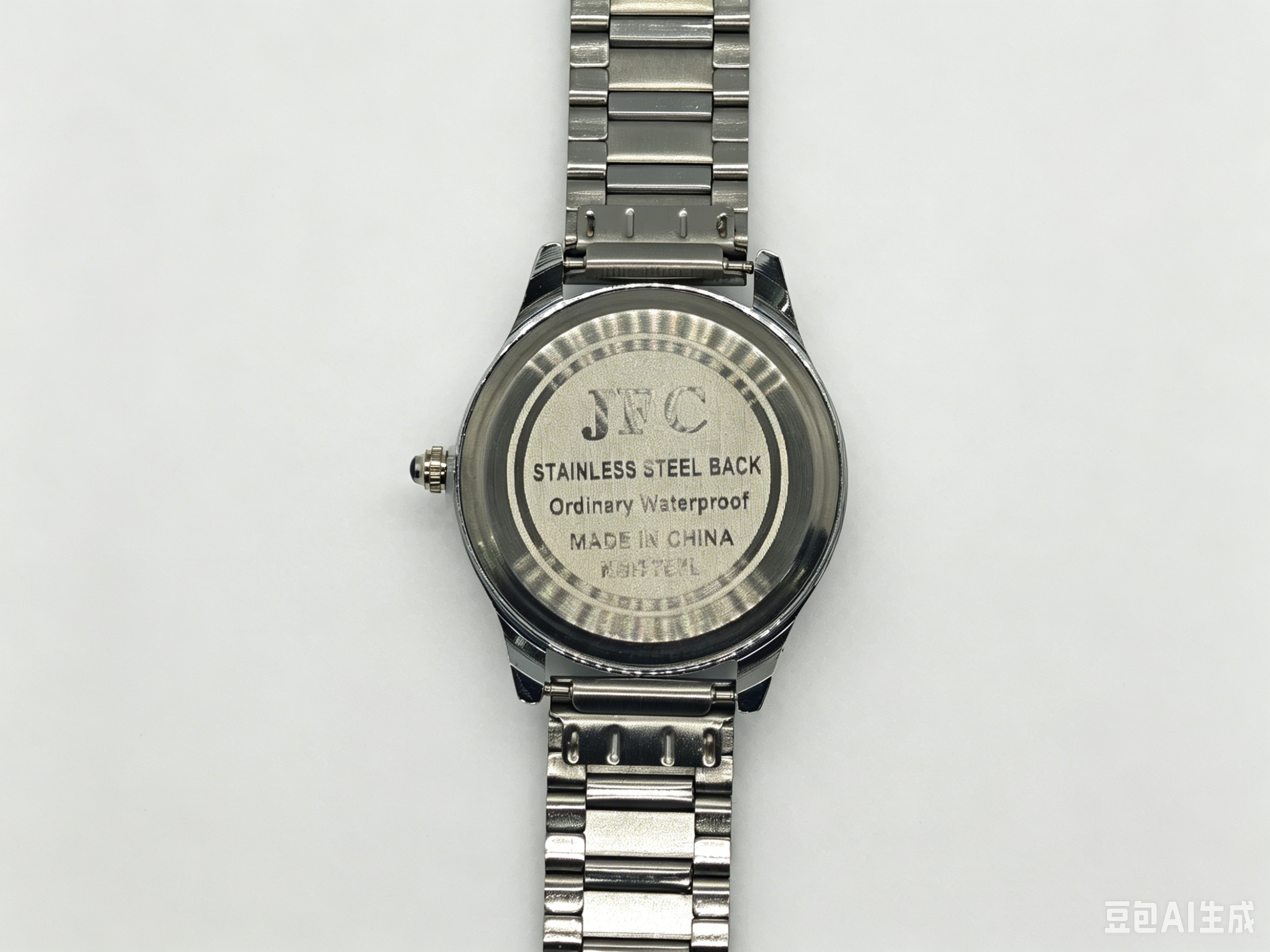 Silver steel band round two-tone dial quartz watch from the watch manufacturer, fashionable and trendy classic design, couple clothing accessory watch details Picture