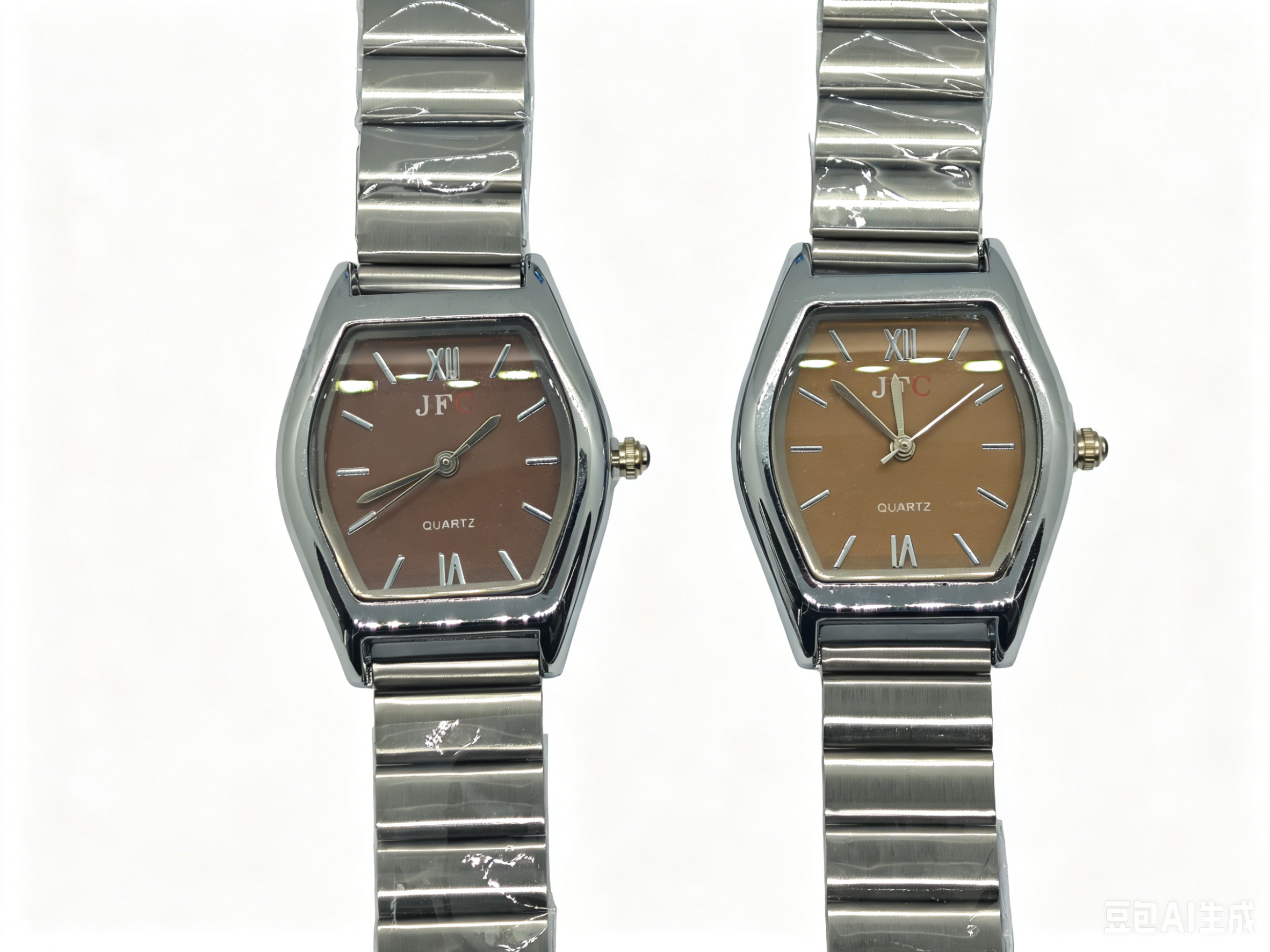 Silver steel band hexagonal dial quartz watch from watch manufacturer, fashionable and trendy classic design, couple clothing accessory watch Item Picture