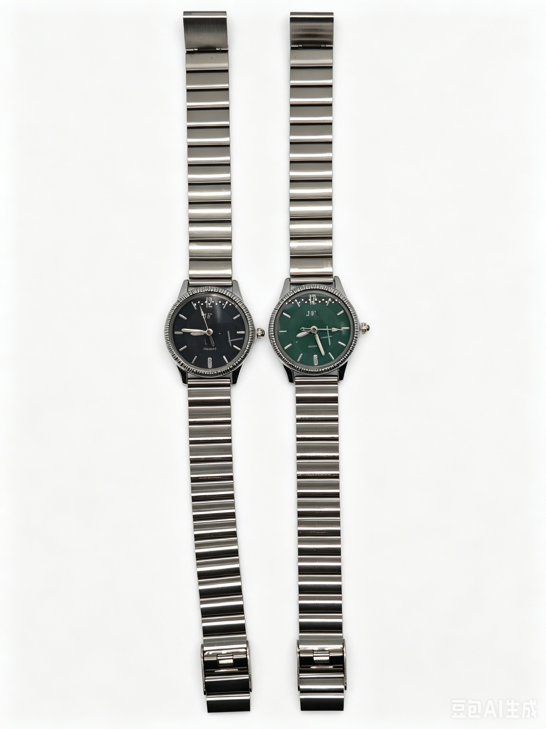 Silver steel band round two-tone dial quartz watch from the watch manufacturer, fashionable and trendy classic design, couple clothing accessory watch