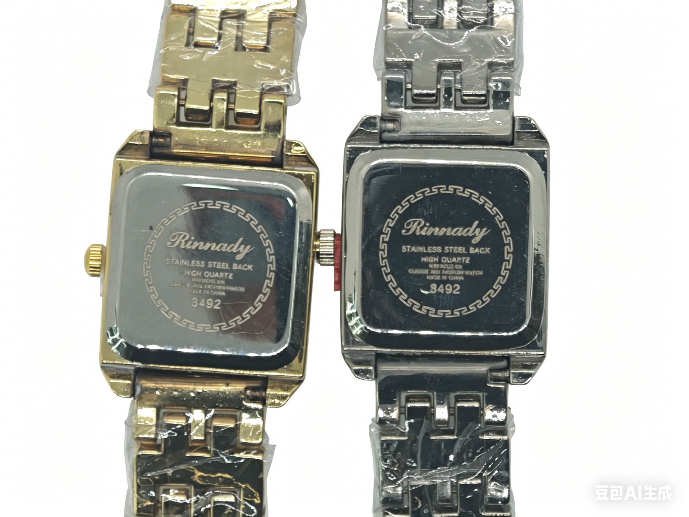 Watch manufacturer's steel band gold and silver square dial quartz watch, fashionable and trendy classic design, couple clothing accessory watch 142027940 Specification image