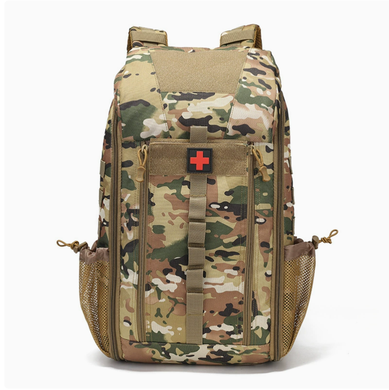 Tactical medical large-capacity backpack, outdoor first aid kit, multi-functional mountain climbing emergency kit, camouflage waterproof backpack