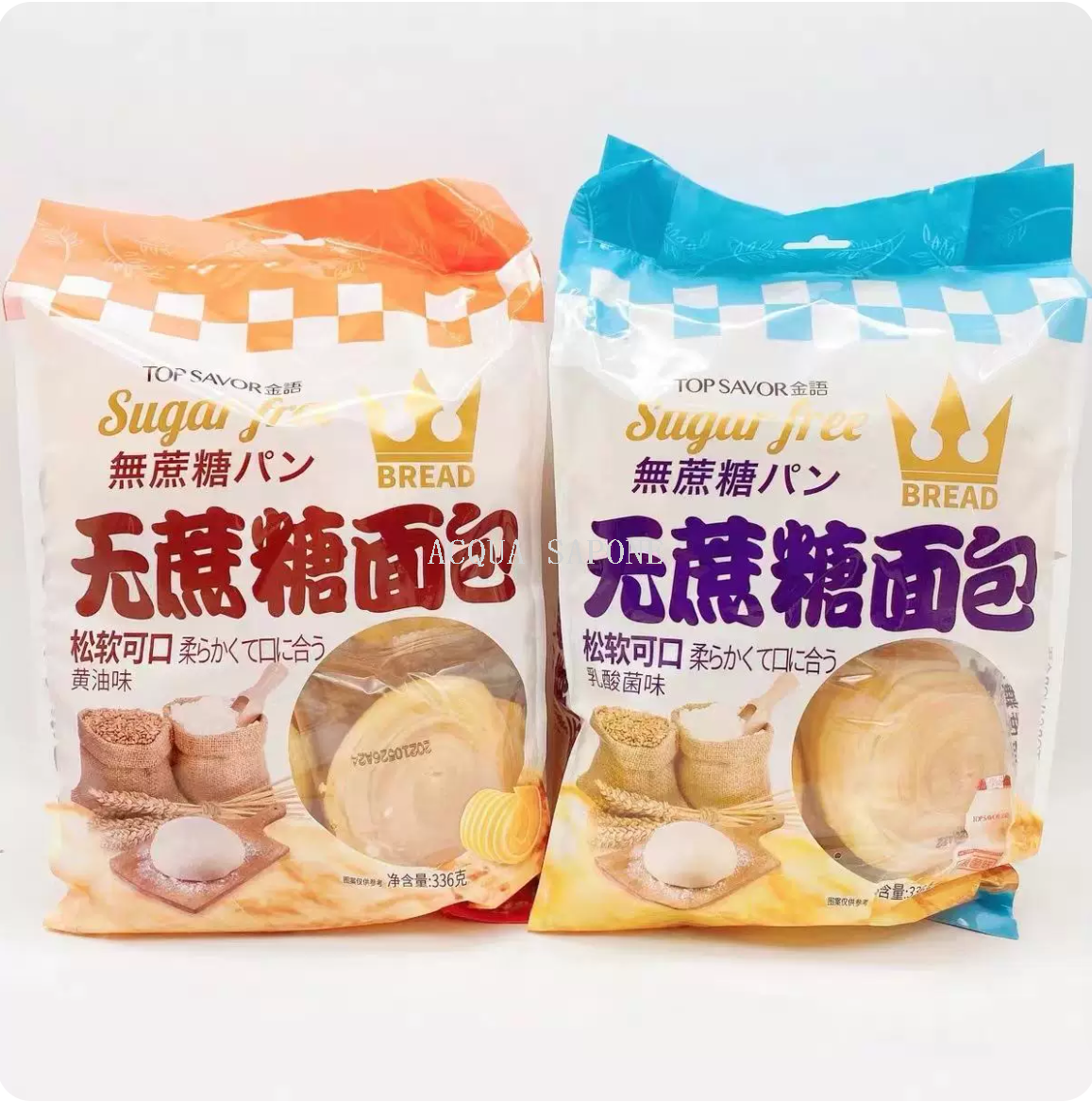 Free shipping! Sugar-free bread, lactic acid bacteria flavored, butter-flavored whole wheat bread, 336g, Manuca snack