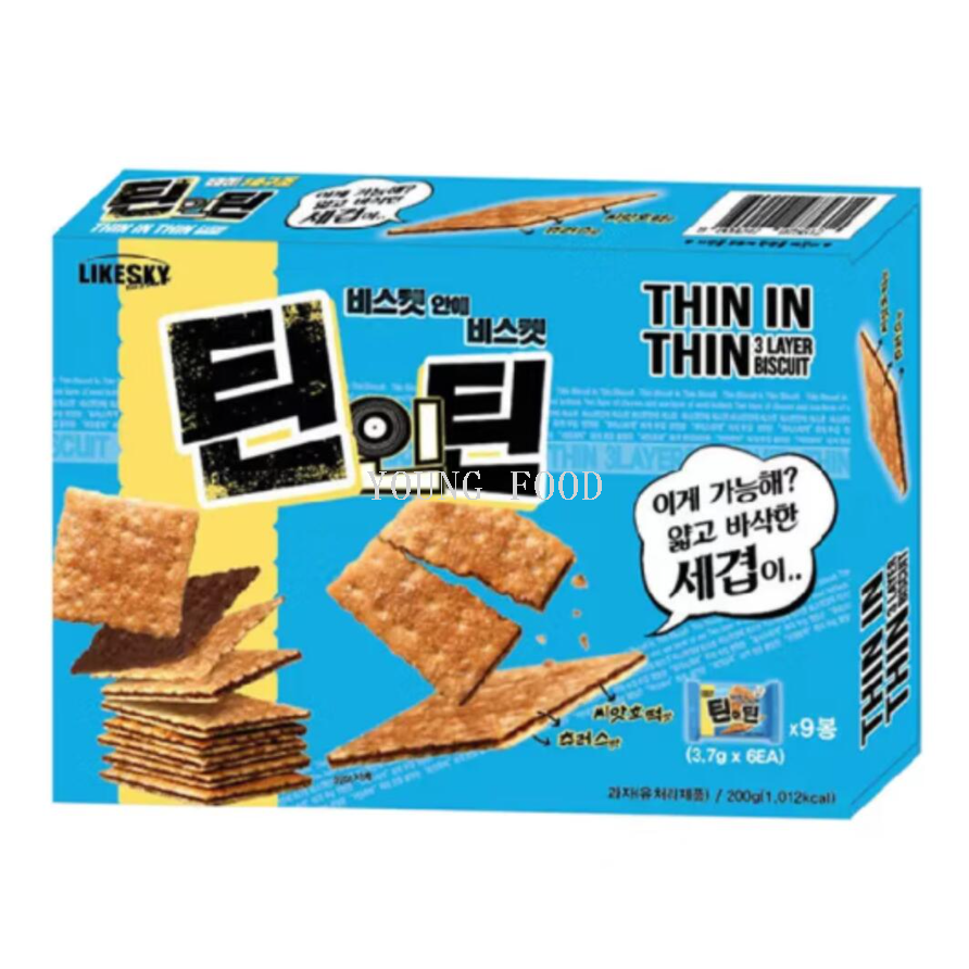 Free shipping! Korean imported snack food, cookies, pastries, snacks, LIKESKY stacked crispy biscuits 200g details Picture