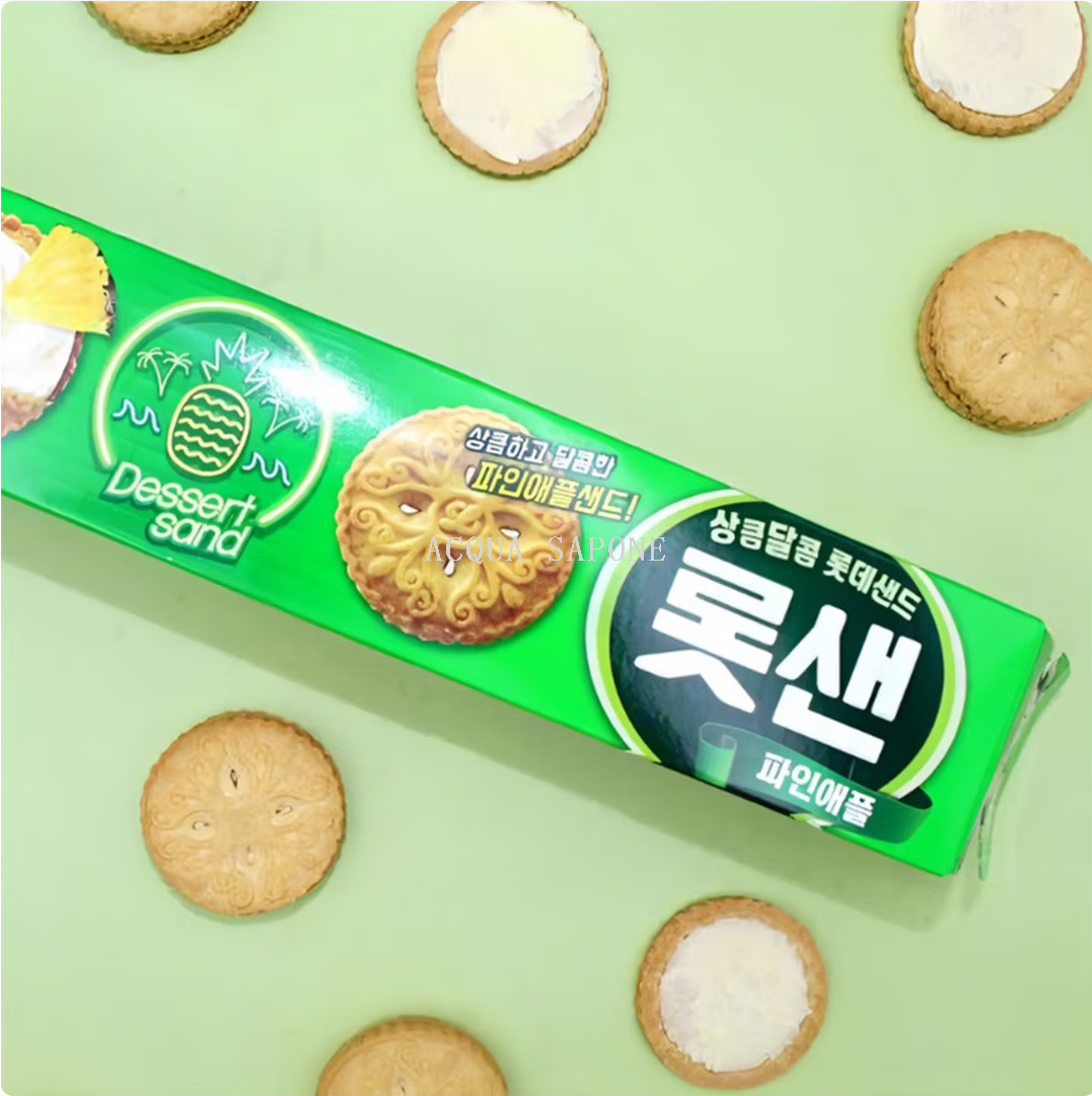Free shipping! Korean imported snack foods, cookies, pastries, and snacks, Lotte pineapple sandwich cookies 105g Application Scenario