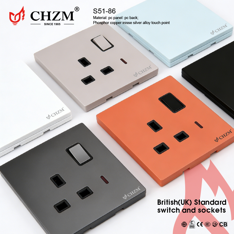 CHZM estándar europeo negro plata socket switch panel toro delixi el mismo tipo de fuente de alimentación de pared details Picture