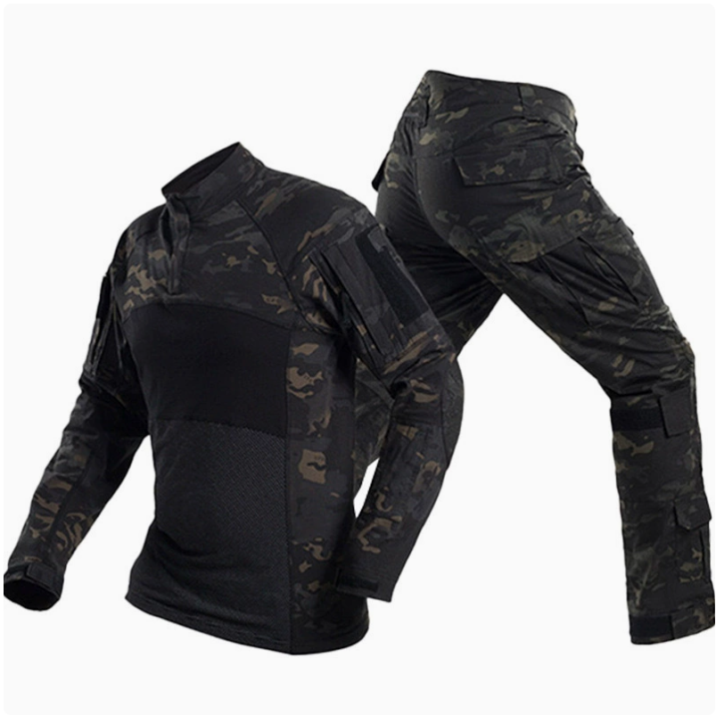 Waterproof and windproof knitted frog suit, long-sleeved suit, camouflage suit, men's shirt, cross-border frog suit, outdoor training camouflage tactical suit Specification image