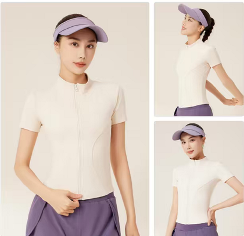 Yoga wear, women's sports tight-fitting clothes, sun-protective fitness wear, T-shirts, outdoor fitness shirts, sportswear
