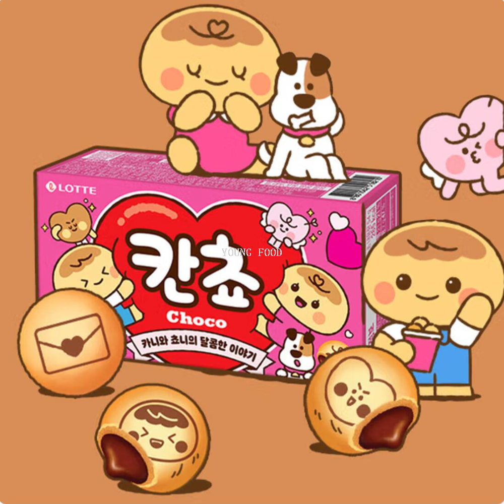 Free shipping! Korean Lotte chocolate-flavored sandwich cookies 42g, a cute and satisfying snack for children's afternoon tea Specification image