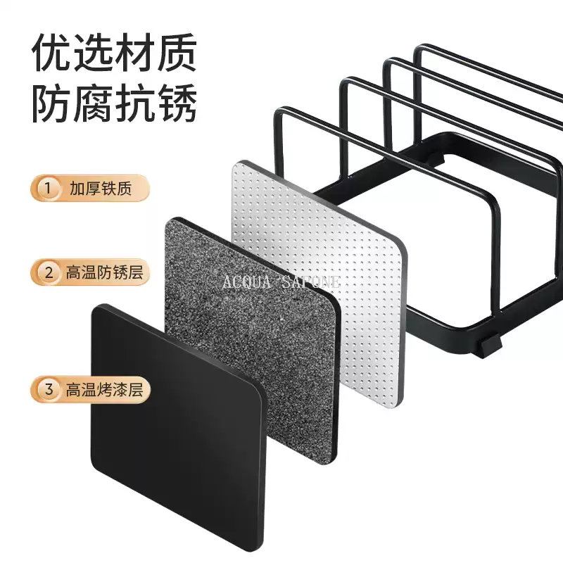 Free shipping! Cutting board storage rack, kitchen cutting board, enamel pot storage rack, pot lid rack, storage rack, anti-slip rack * Application Scenario