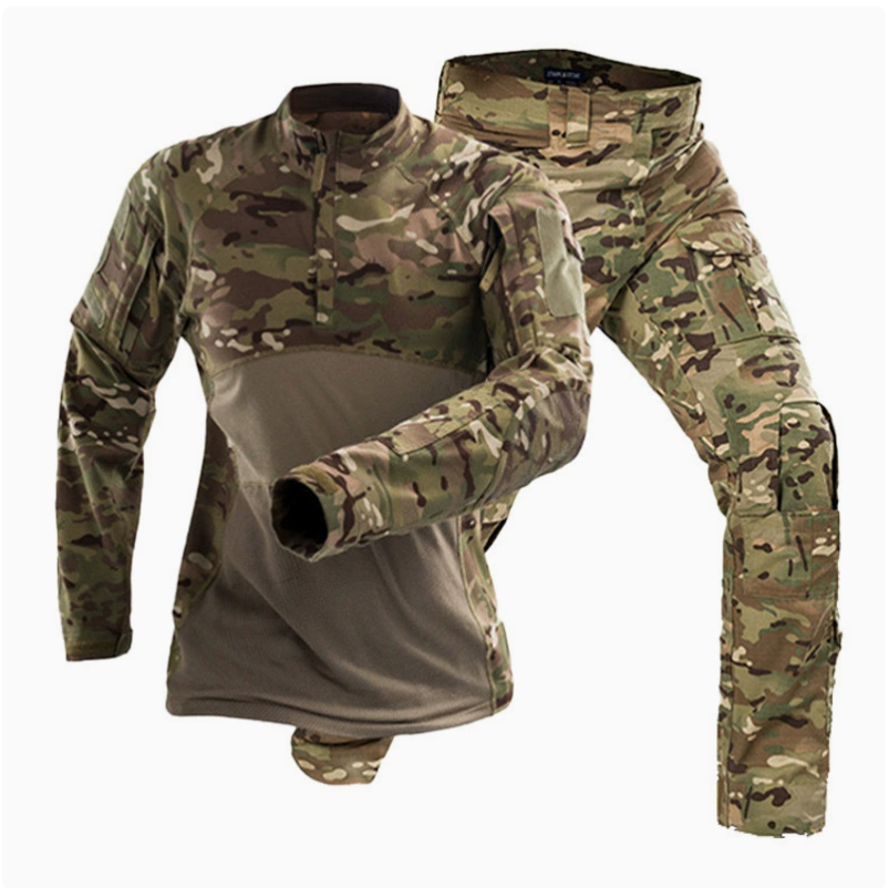 Waterproof and windproof knitted frog suit, long-sleeved suit, camouflage suit, men's shirt, cross-border frog suit, outdoor training camouflage tactical suit details Picture