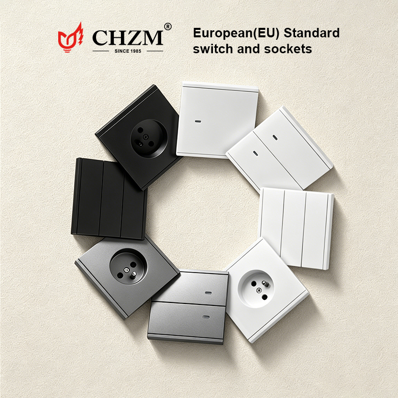 CHZM estándar europeo negro plata socket switch panel toro delixi el mismo tipo de fuente de alimentación de pared Application Scenario