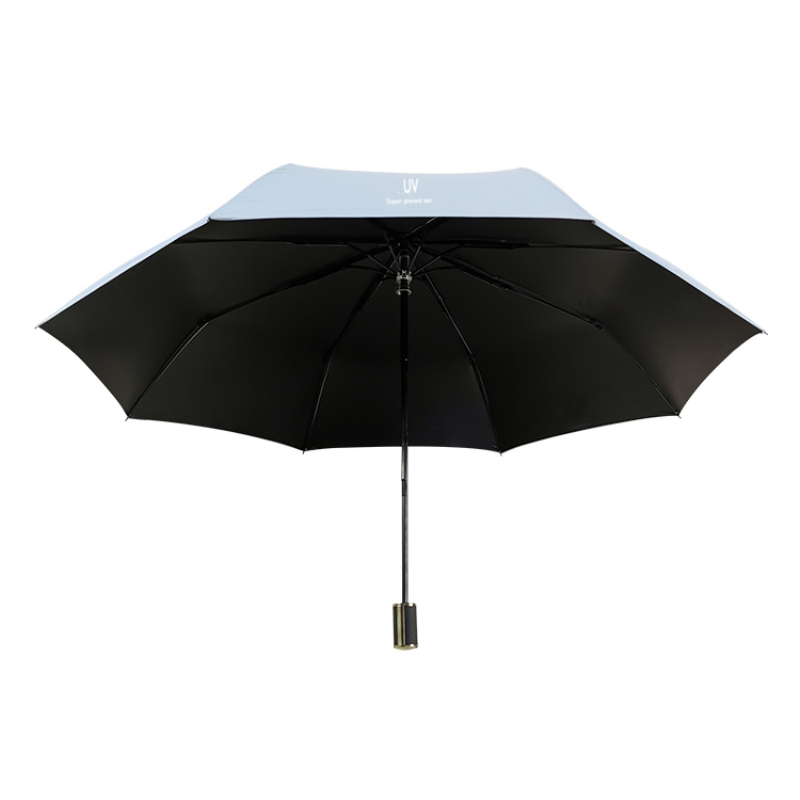 Constante escudo simple color sólido UV sunguard paraguas con recubrimiento de vinilo paraguas fuerte anti-uv manual triple plegable paraguas portátil paraguas de doble uso soporte de paraguas diario de traslado al por mayor logotipo personalizado details Picture