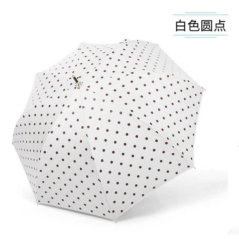 Hengdun French retro polka dot striped checkered long-handled umbrella, women's curved hook straight pole umbrella, reinforced and reinforced, wind-resistant, artistic, ins, all-weather and all-weather umbrella, simple student commuting sunshade umbrella available for wholesale and customization details Picture