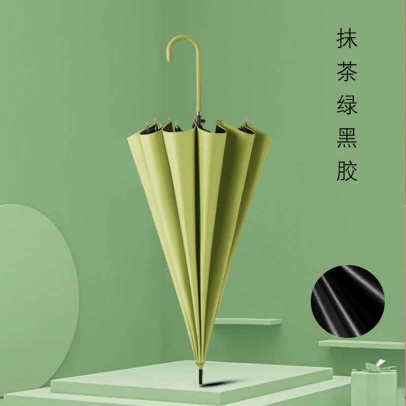 Hengdun high-end leather hook-shaped black rubber long-handled umbrella, thickened black rubber for strong sun protection, enlarged umbrella surface for wind resistance, straight handle umbrella, couple, student, male and female, commuting, high appearance level, all-weather umbrella, supports wholesale, custom logo details Picture