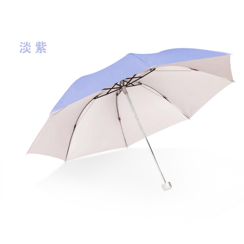 Hengdun simple solid color silver gel coated sun umbrella UV protection free design customizable advertising logo three-fold portable folding umbrella available in multiple colors for opening event gift wholesale umbrella Specification image