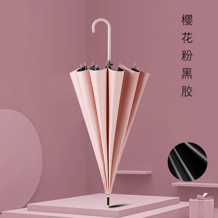 Hengdun high-end leather hook-shaped black rubber long-handled umbrella, thickened black rubber for strong sun protection, enlarged umbrella surface for wind resistance, straight handle umbrella, couple, student, male and female, commuting, high appearance level, all-weather umbrella, supports wholesale, custom logo pic 5
