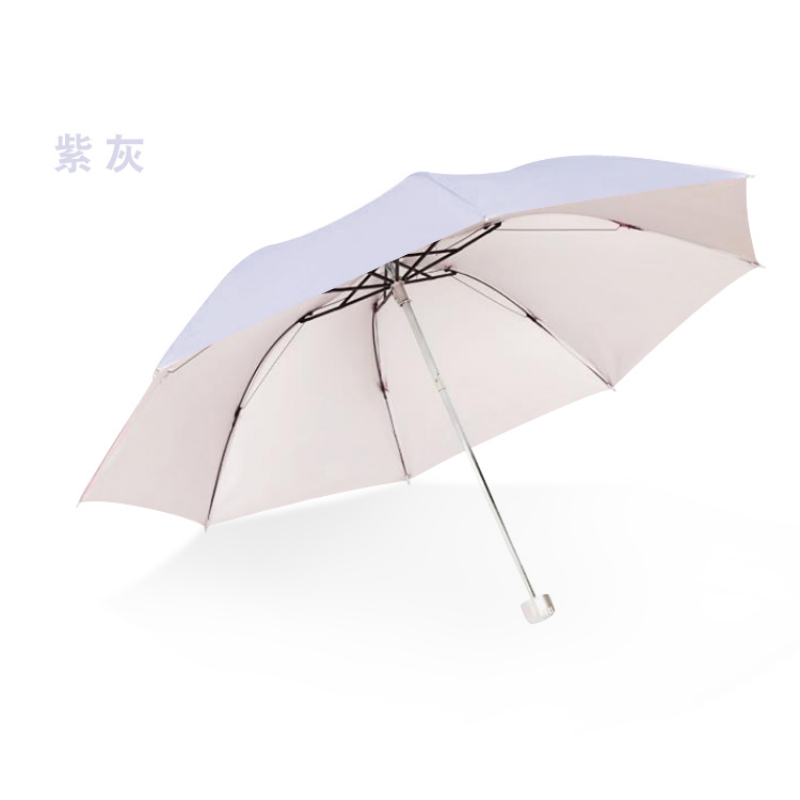 Hengdun simple solid color silver gel coated sun umbrella UV protection free design customizable advertising logo three-fold portable folding umbrella available in multiple colors for opening event gift wholesale umbrella details Picture