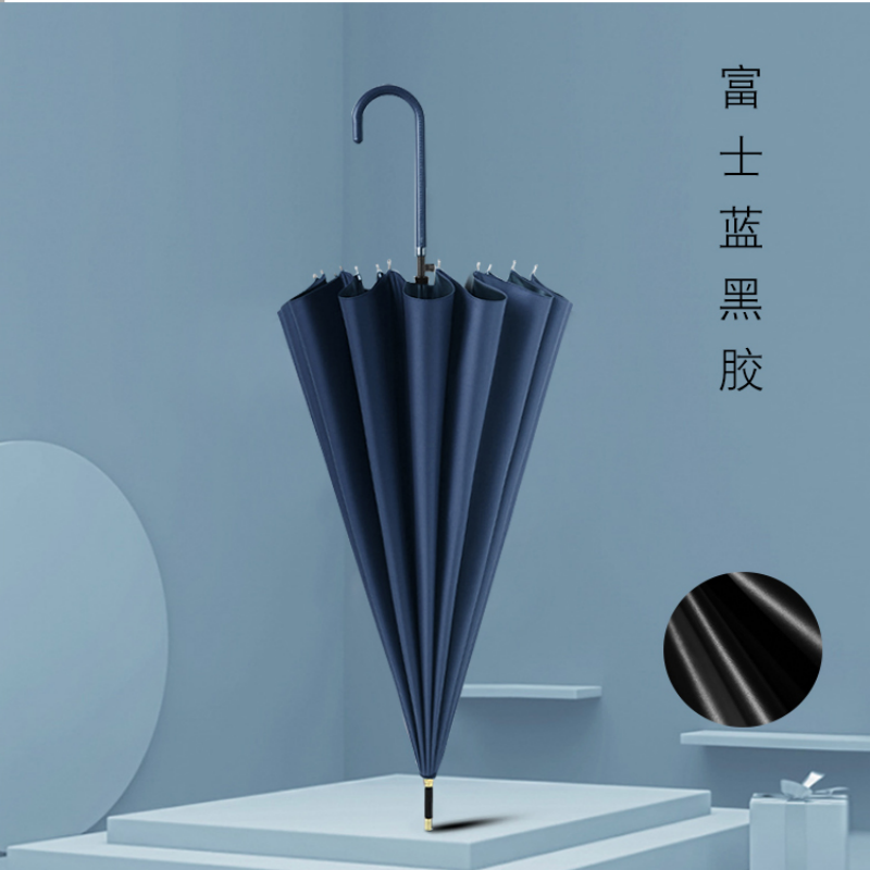 Hengdun high-end leather hook-shaped black rubber long-handled umbrella, thickened black rubber for strong sun protection, enlarged umbrella surface for wind resistance, straight handle umbrella, couple, student, male and female, commuting, high appearance level, all-weather umbrella, supports wholesale, custom logo pic 8