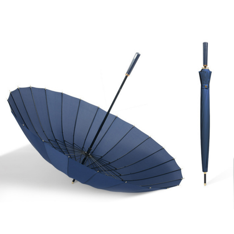 Hengdun Light Luxury Retro 16-bone large long-handled umbrella, leather handle straight pole umbrella, reinforced wind resistance, large umbrella surface, suitable for both weather and rain, business, commuting, students, couples, high appearance level, solid color umbrella, wholesale and customization supported details Picture