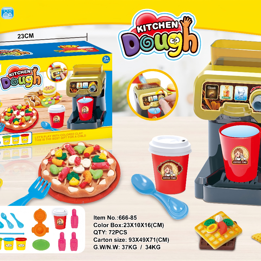 Cofree Machine And Pizza Fold Play Dough Kitchen Set Specification drawing