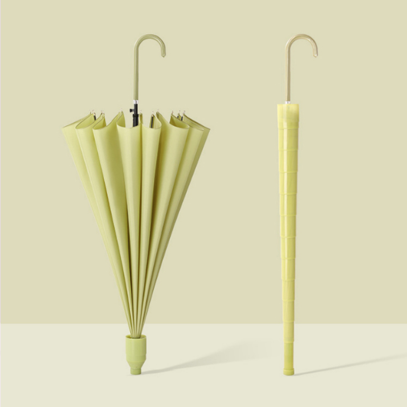Hengdun Macaron multi-color available, long-handled curved hook umbrella with waterproof cover to keep hands dry, 16-bone reinforced wind-resistant straight pole umbrella, artistic and simple, men's and women's commuting umbrella, supports wholesale and custom logo Specification image