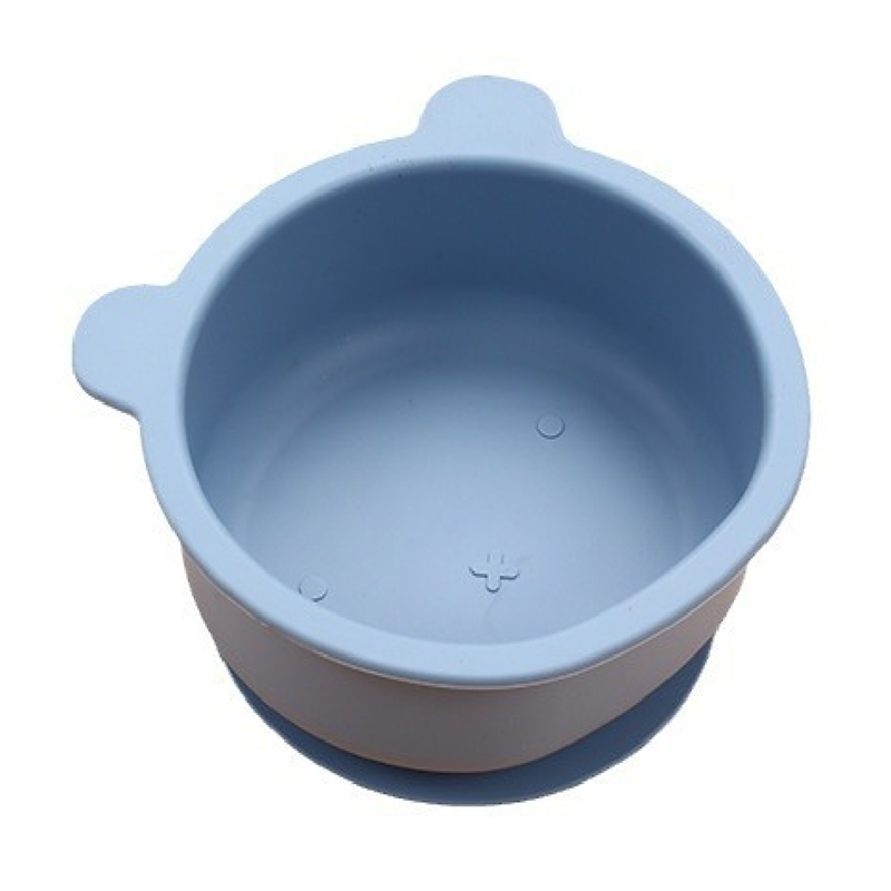 蓝色硅胶碗主体配塑料盘麦秸杆餐具含塑料圈制品