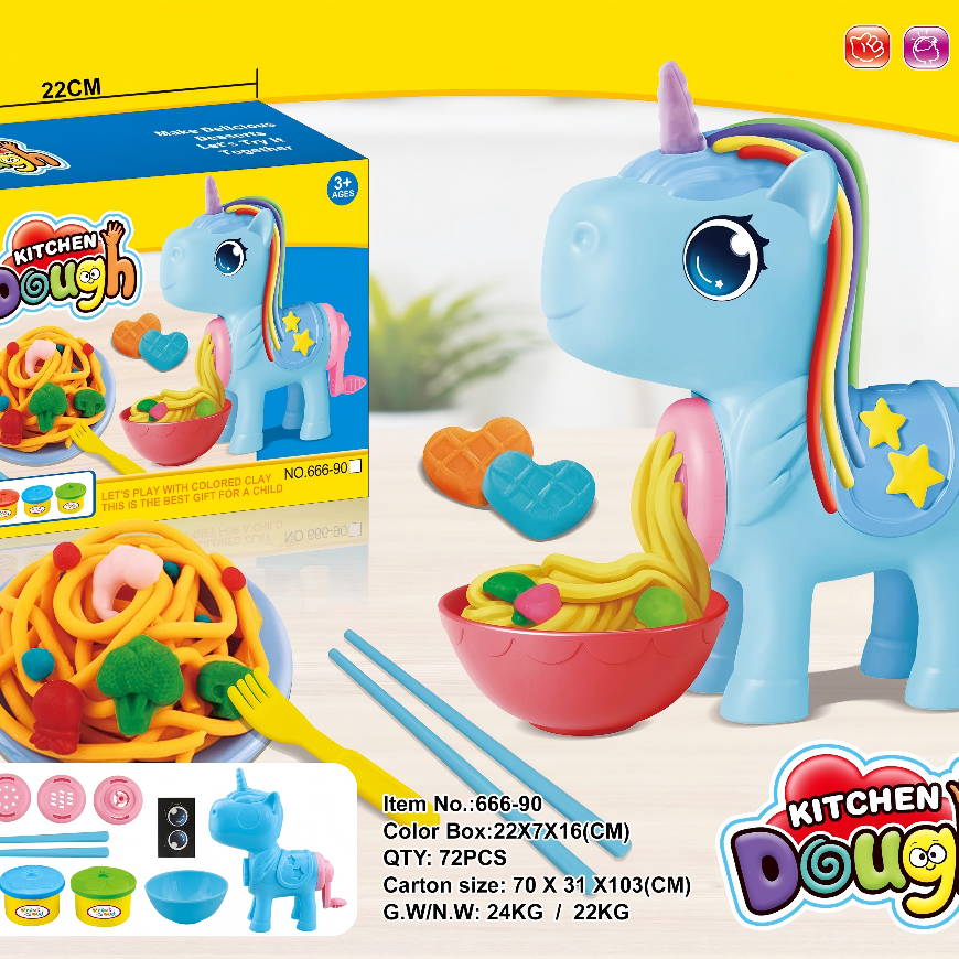 Unicorn Pasta Maker Play Dough Kitchen Set Application Scenario