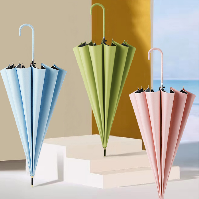 Hengdun high-end leather hook-shaped black rubber long-handled umbrella, thickened black rubber for strong sun protection, enlarged umbrella surface for wind resistance, straight handle umbrella, couple, student, male and female, commuting, high appearance level, all-weather umbrella, supports wholesale, custom logo