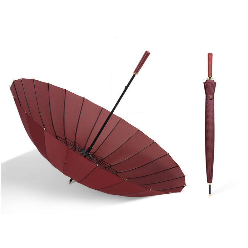 Hengdun Light Luxury Retro 16-bone large long-handled umbrella, leather handle straight pole umbrella, reinforced wind resistance, large umbrella surface, suitable for both weather and rain, business, commuting, students, couples, high appearance level, solid color umbrella, wholesale and customization supported Specification image
