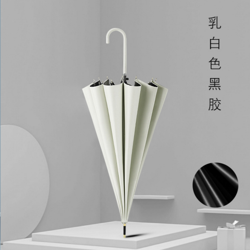 Hengdun high-end leather hook-shaped black rubber long-handled umbrella, thickened black rubber for strong sun protection, enlarged umbrella surface for wind resistance, straight handle umbrella, couple, student, male and female, commuting, high appearance level, all-weather umbrella, supports wholesale, custom logo Application Scenario