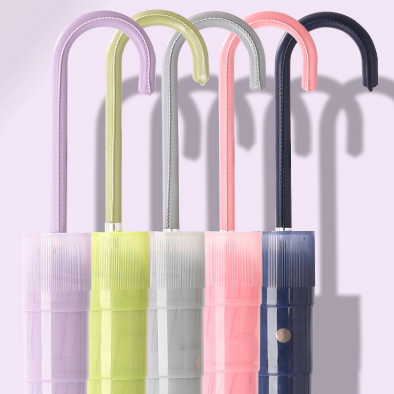 Hengdun Macaron multi-color available, long-handled curved hook umbrella with waterproof cover to keep hands dry, 16-bone reinforced wind-resistant straight pole umbrella, artistic and simple, men's and women's commuting umbrella, supports wholesale and custom logo