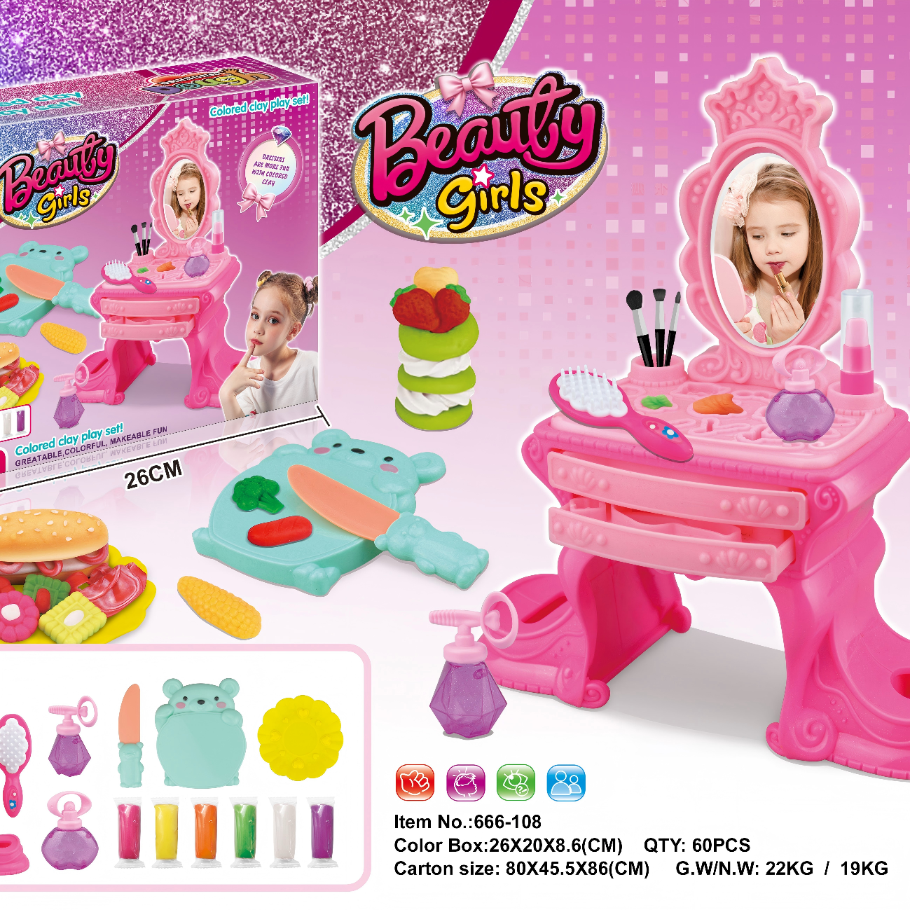 Dresser And Kitchen Play Dough Playset Specification drawing