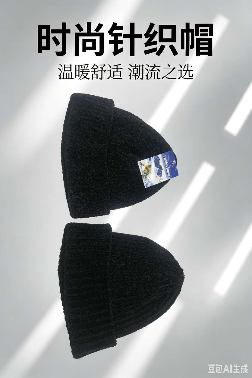 Thickened Chanel knitted cap, street fashion cold cap, warm and windproof pullover cap