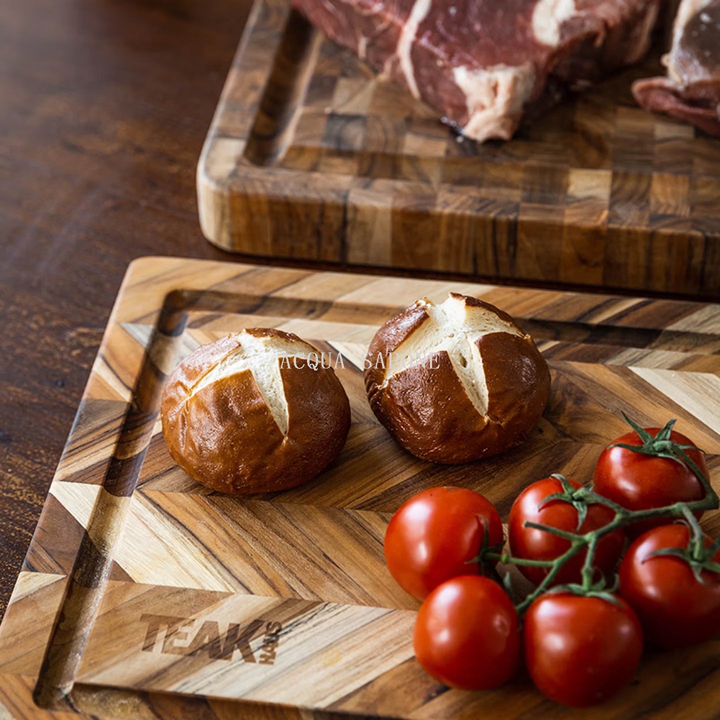 Free shipping! TEAKHAUS cutting board, teak anti-mold household baby food cutting board, food-grade imported kitchen cutting board, large size details Picture