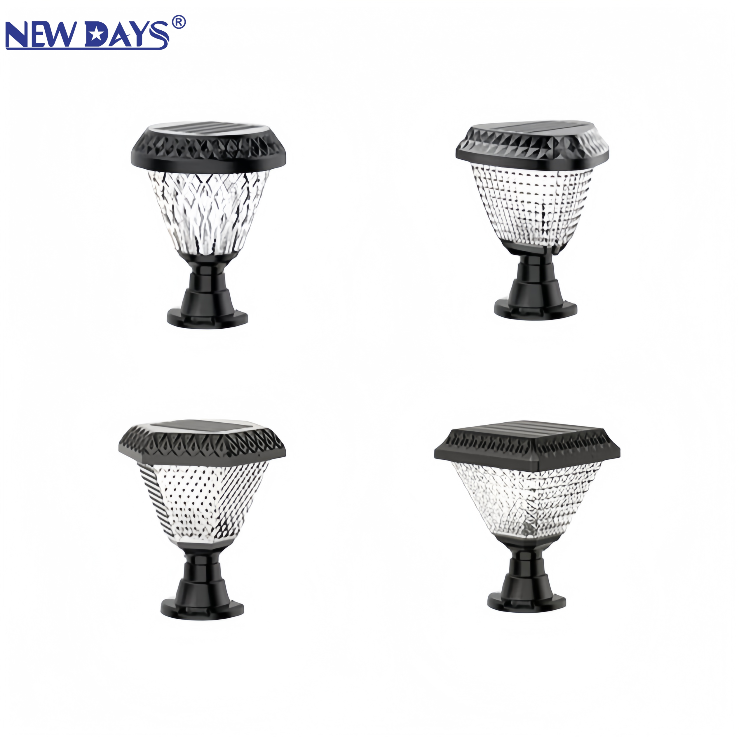 NEWDAYS brand's new cross-border integrated solar LED column head lamp, outdoor waterproof wall lamp, garden lamp, high-brightness light-controlled sensor landscape lamp, solar lamp and street lamp