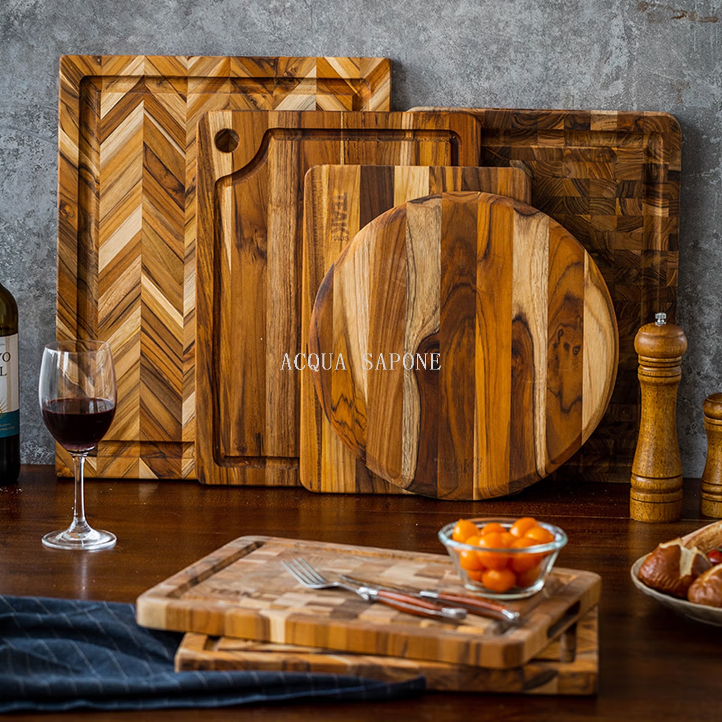 Free shipping! TEAKHAUS cutting board, teak anti-mold household baby food cutting board, food-grade imported kitchen cutting board, large size Specification image